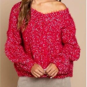 Women's Beautiful POL Confetti Red Sweater Small